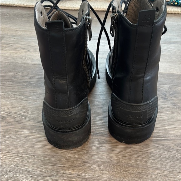 AllSaints Muxford Black Leather Boot-10 - Picture 5 of 9